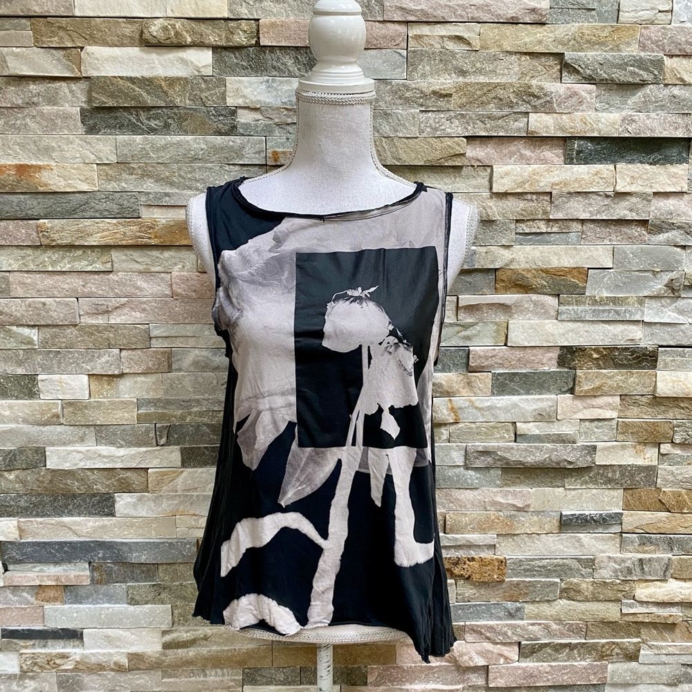 All Saints Wilted Rose Graphic Cut Off T-Shirt Top - Picture 1 of 4
